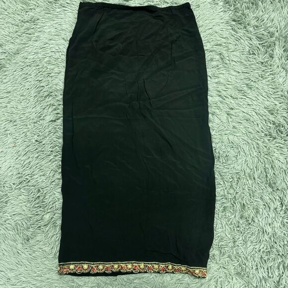 Chicos Design Wrap Embroidered Black Skirt with Gold and Red Accents Size 1 (8) - Picture 7 of 8